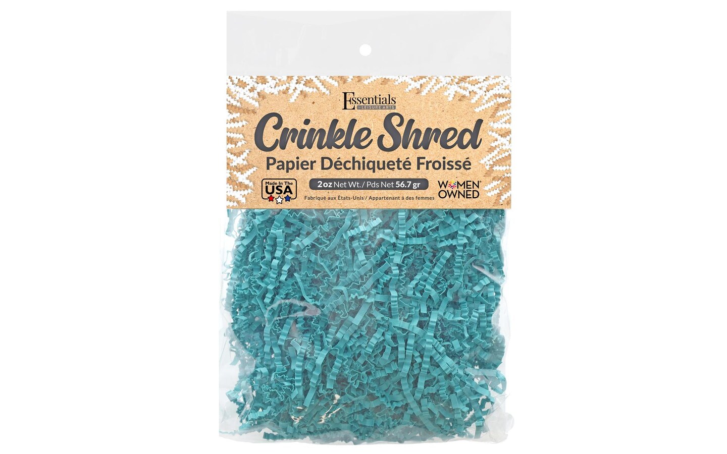 Essentials by Leisure Arts Crinkle Shred Bag, Light Teal, 2oz Shredded Paper Filler, Crinkle Cut Paper Shred Filler, Box Filler, Shredded Paper for Gift Box, Paper Crinkle Filler, Box Filling