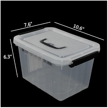 4 Pack 6 Quart Clear Latch Storage Box with Black Handle and Latches