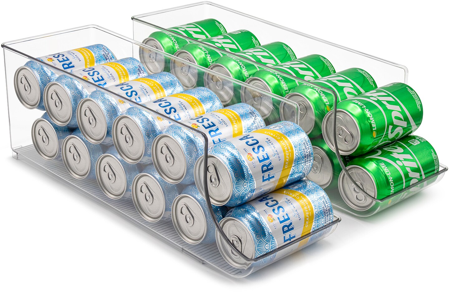 Sorbus Can Dispenser for Refrigerator - 12 Can Fridge organizer Rotation System Rack - Clear Soda Can Organizer for Refrigerator, Freezer &#x26; Pantry - Great for Kitchen Organization &#x26; Storage (2-Pack)