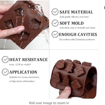 Silicone 3 PCS Candy Molds with Christmas Tree Gingerbread Santa Design Food Grade Baking Molds for Christmas Party Christmas Chocolate Molds Silicone 3 PCS Candy Molds with Christmas Tree Gingerbread Santa Design Food Grade Baking Molds for