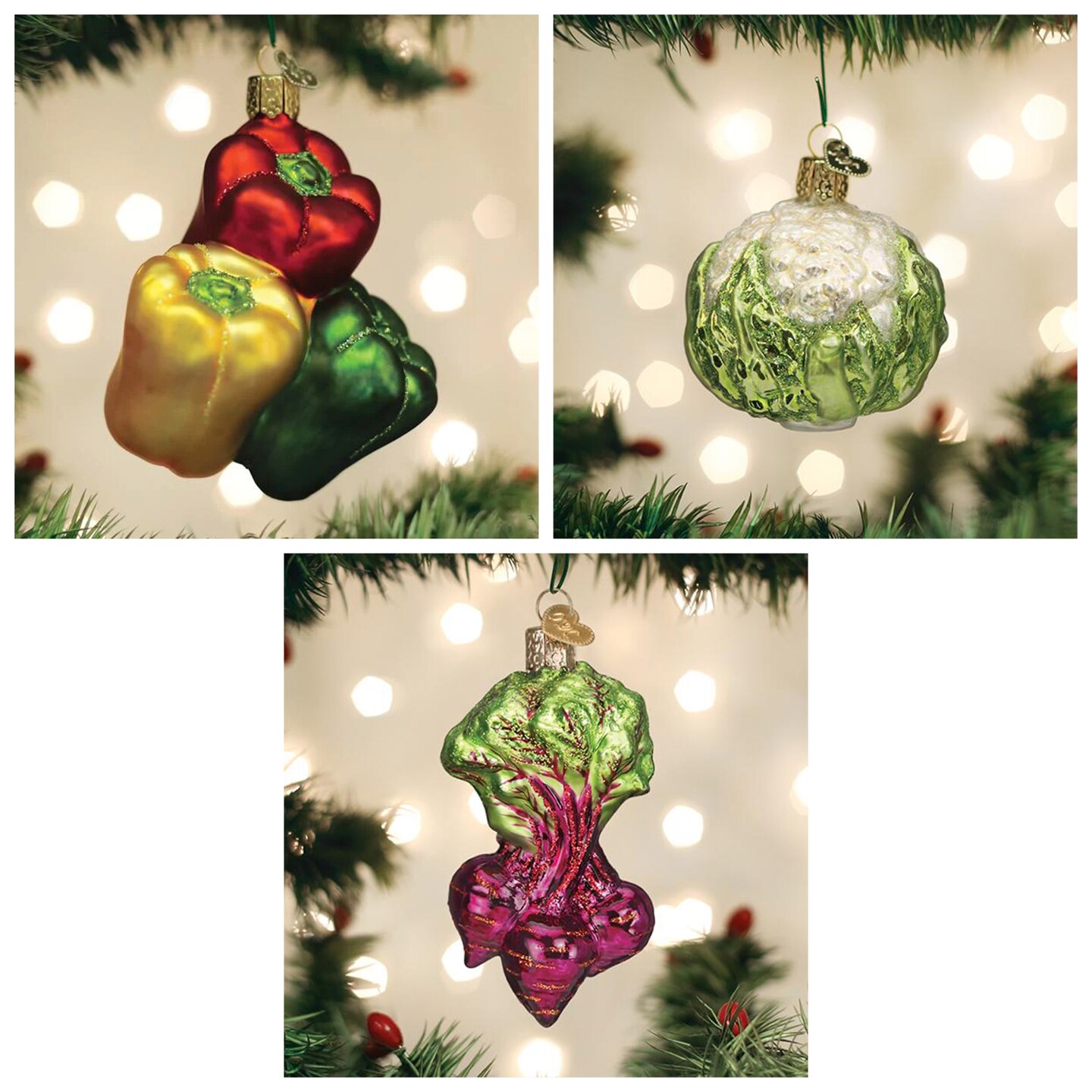 Old World Christmas: Vegetable Hanging Ornaments, Set of 7