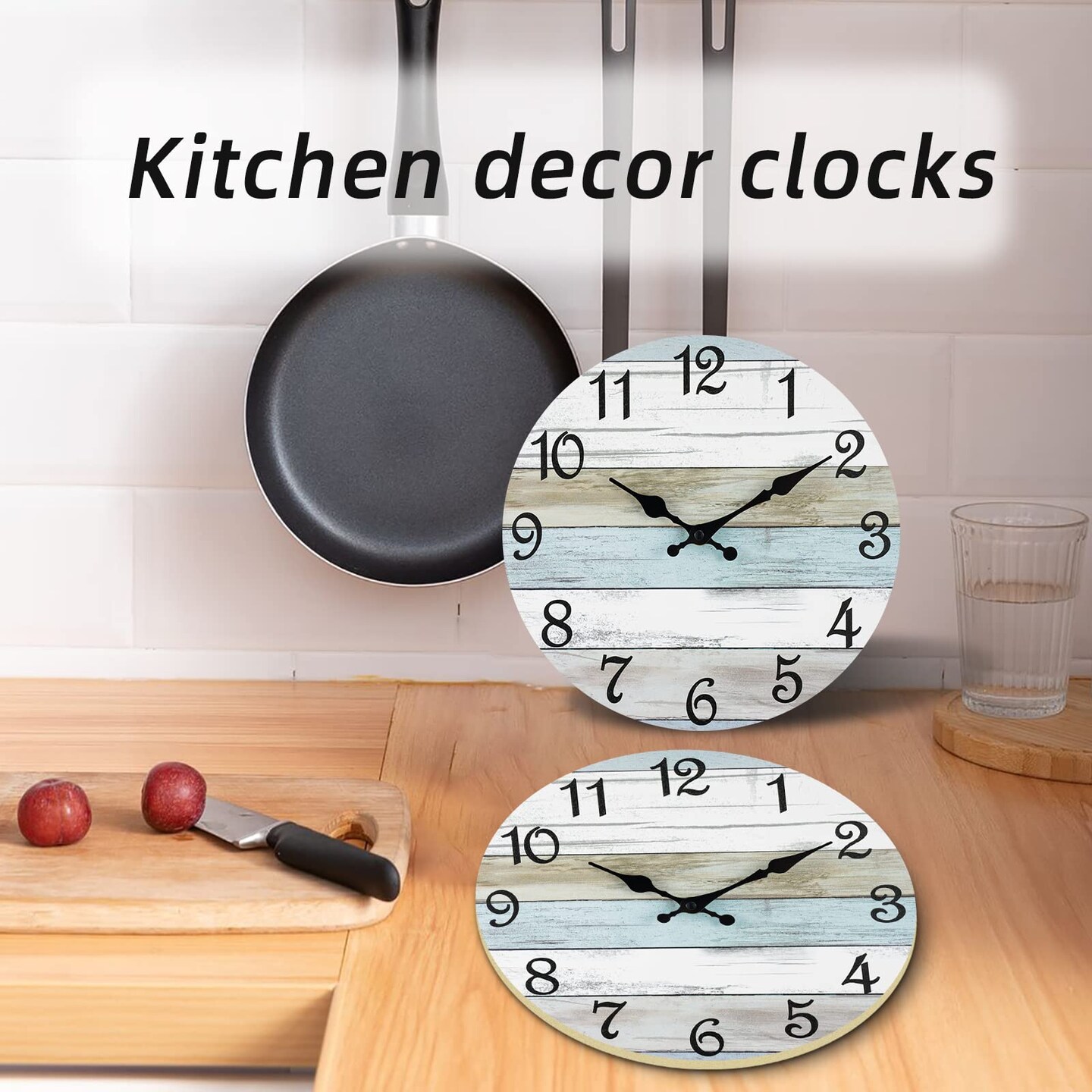 Wall Clock Silent Non Ticking Battery Operated, Rustic Coastal Country Clock Decorative for Bathroom Kitchen Bedroom Living Room(10 Inch)