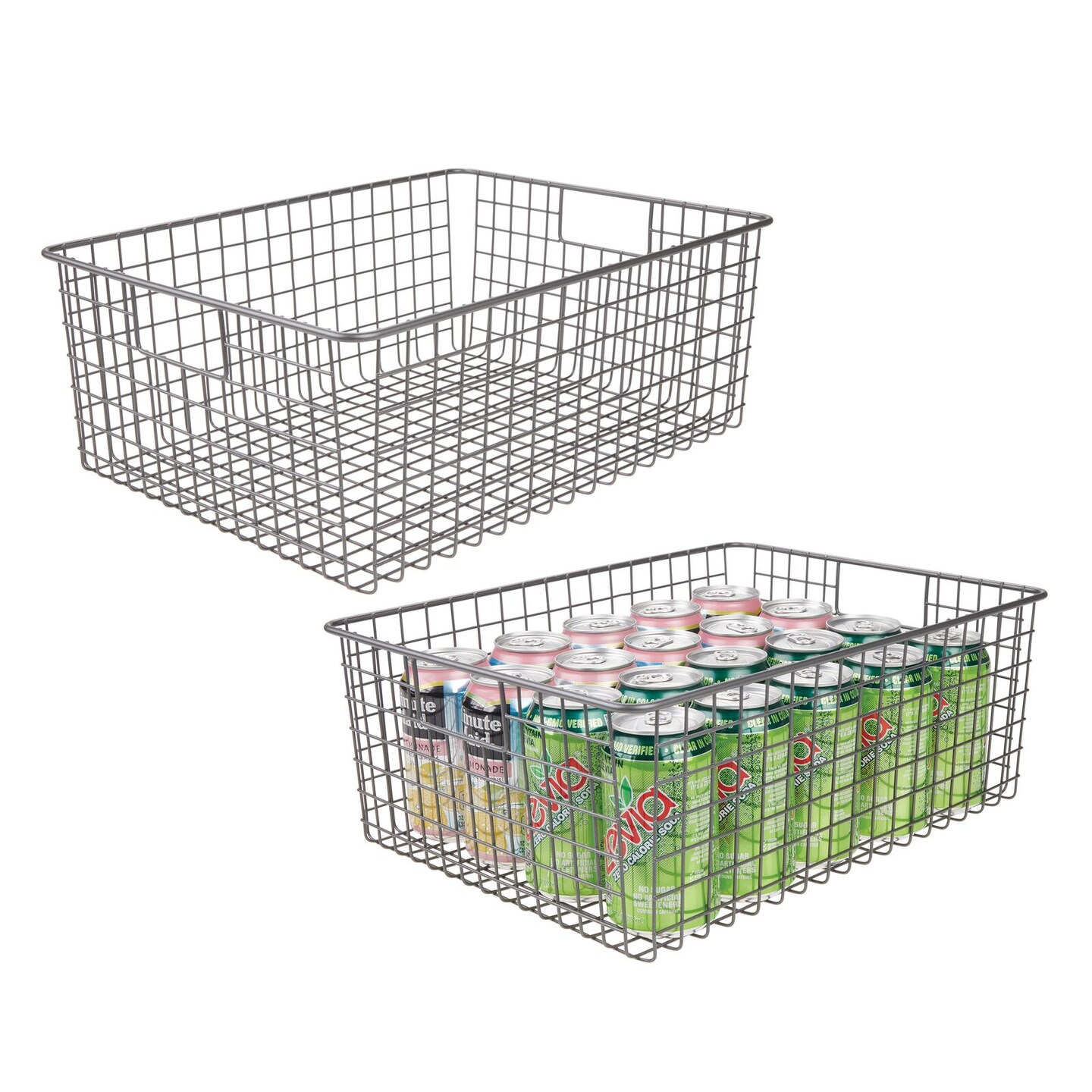 MDesign Metal Wire Food Organizer Basket with Built-In Handles