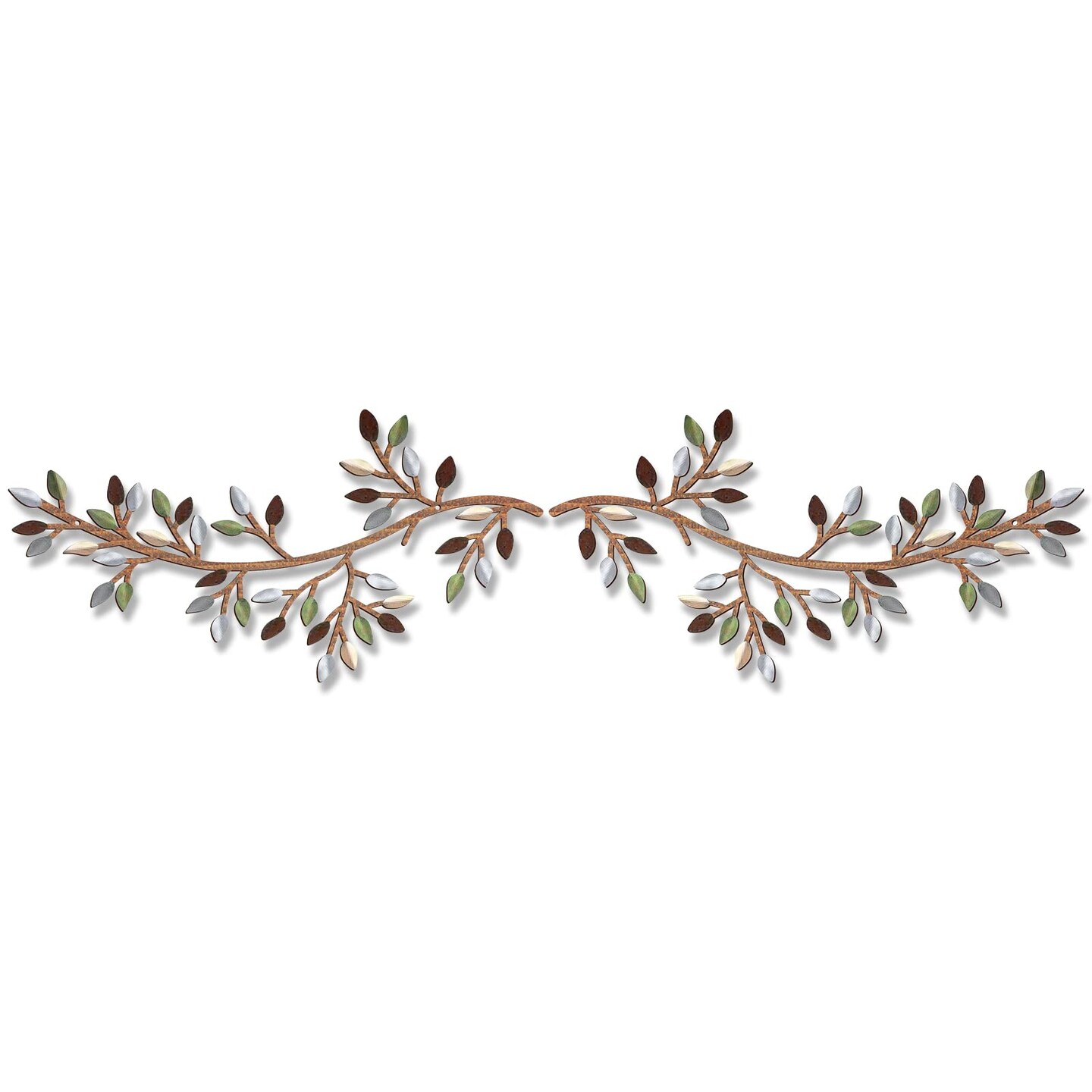 Hotop 2 Pieces Metal Tree Leaf Wall Decor Vine Olive Branch Wall Art Wrought Iron Scroll Sculptures Above the Bed, Living Room, Outdoor Decoration Multicolor