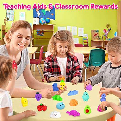 130 Pieces Squishies Mochi Squishy Toy, Kawaii Animal Squishies Party Favors for Kids Stress Relief Toys Valentines Day Gifts for Kids Easter Egg Fillers Gift Christmas Stocking Stuffers(Random)