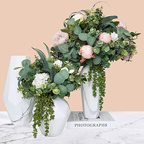 Bulk Artificial Silver Dollar Eucalyptus Leaves Picks Stems and Faux Branches for Vase Bouquets Floral Arrangement Wreath Rustic Farmhouse Greenery Decoration