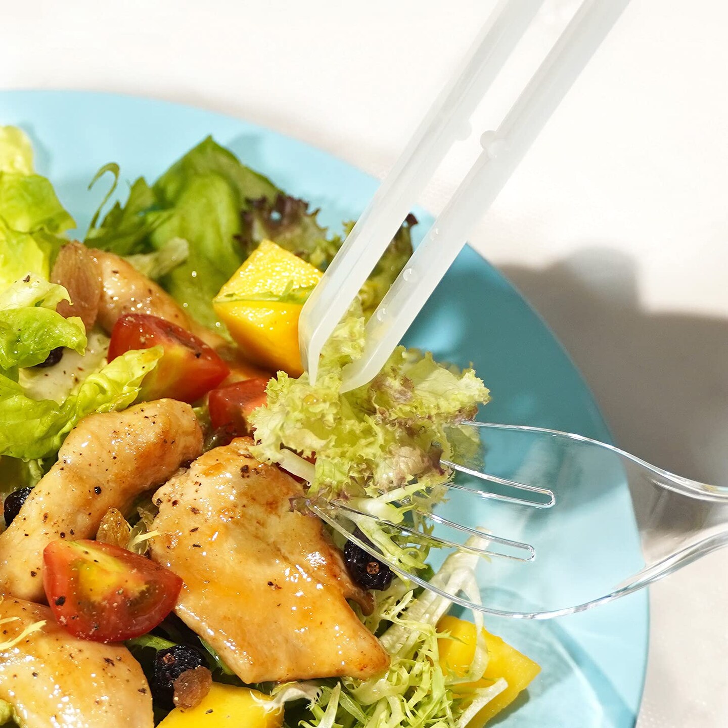 18 Pieces Plastic Serving Utensils, 9" Clear Disposable Utensils, 6 Serving Tongs, Spoons, Forks