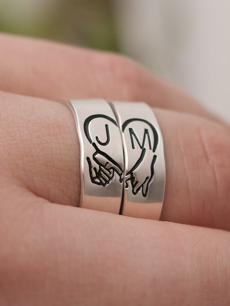 925 Silver Inlay CZ Never Fade No Deformation Couple Rings - Couple Rings