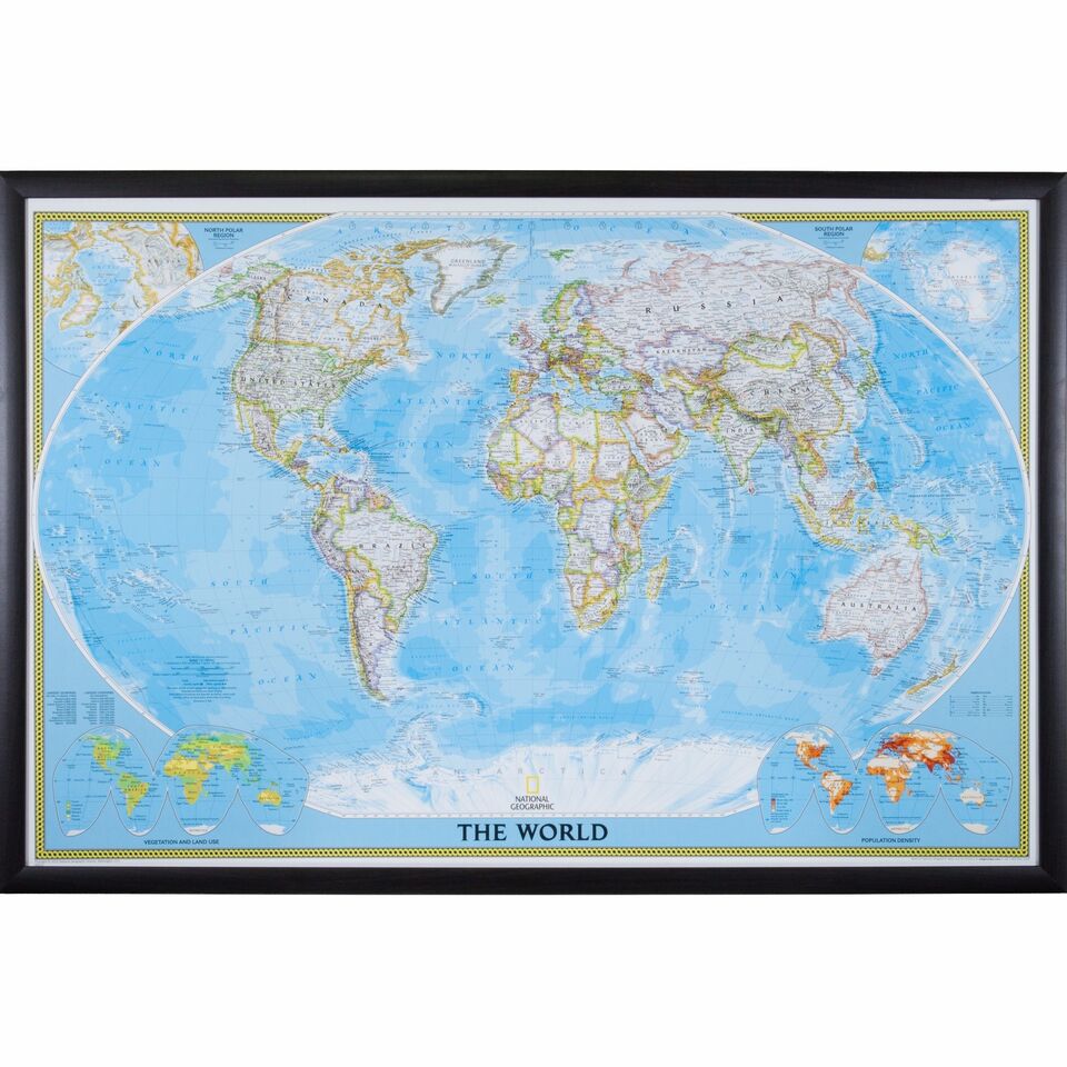 24 x 36 Frames Classic World Push Pin Travel Map