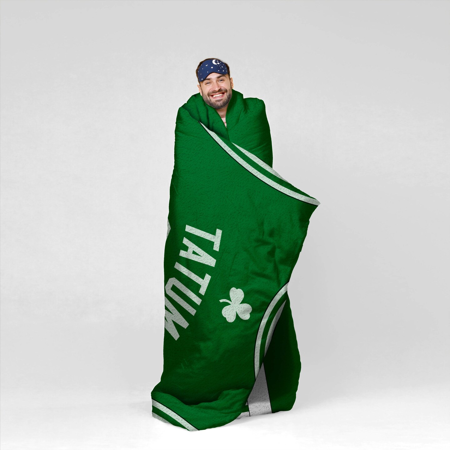 Sleep Squad Boston Celtics Jayson Tatum 60” x 80” Raschel Plush Jersey Basketball Blanket