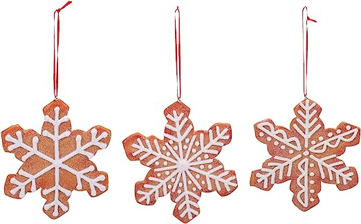 Gingerbread Snowflake Ornaments, 3 Assorted