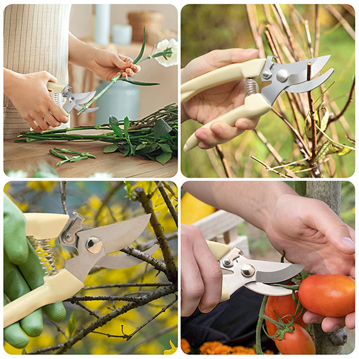  Premium garden shears, meperez pruning scissors gardening tools,  pruners for flower, bushes, rose and fruit tree, use for florist, yard and  orchard the plant clippers, sharp white steel anvil snips