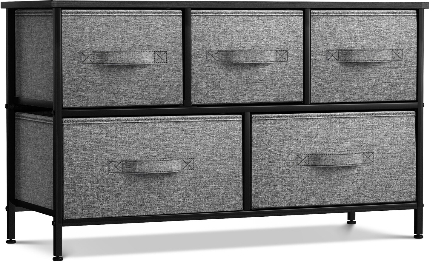 Sorbus Dresser with 5 Drawers - Storage Chest Organizer Unit with Steel Frame, Wood Top, Easy Pull Fabric Bins - Long Wide TV Stand for Bedroom Furniture, Hallway, Closet & Office Organization