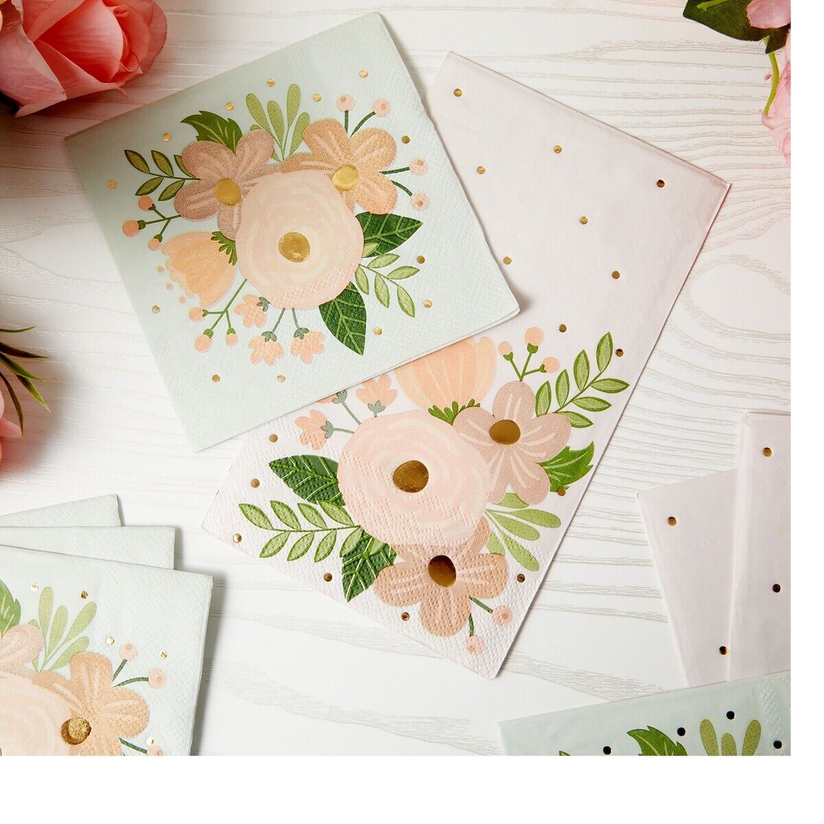 Durable Floral Paper Napkins with 2 Sizes