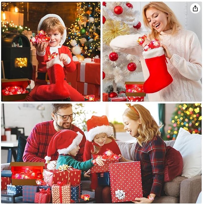 24 Pack Light Up Bracelets Christmas Party Favors Gifts for Kids Boys Girls, Christmas Classroom Prizes.