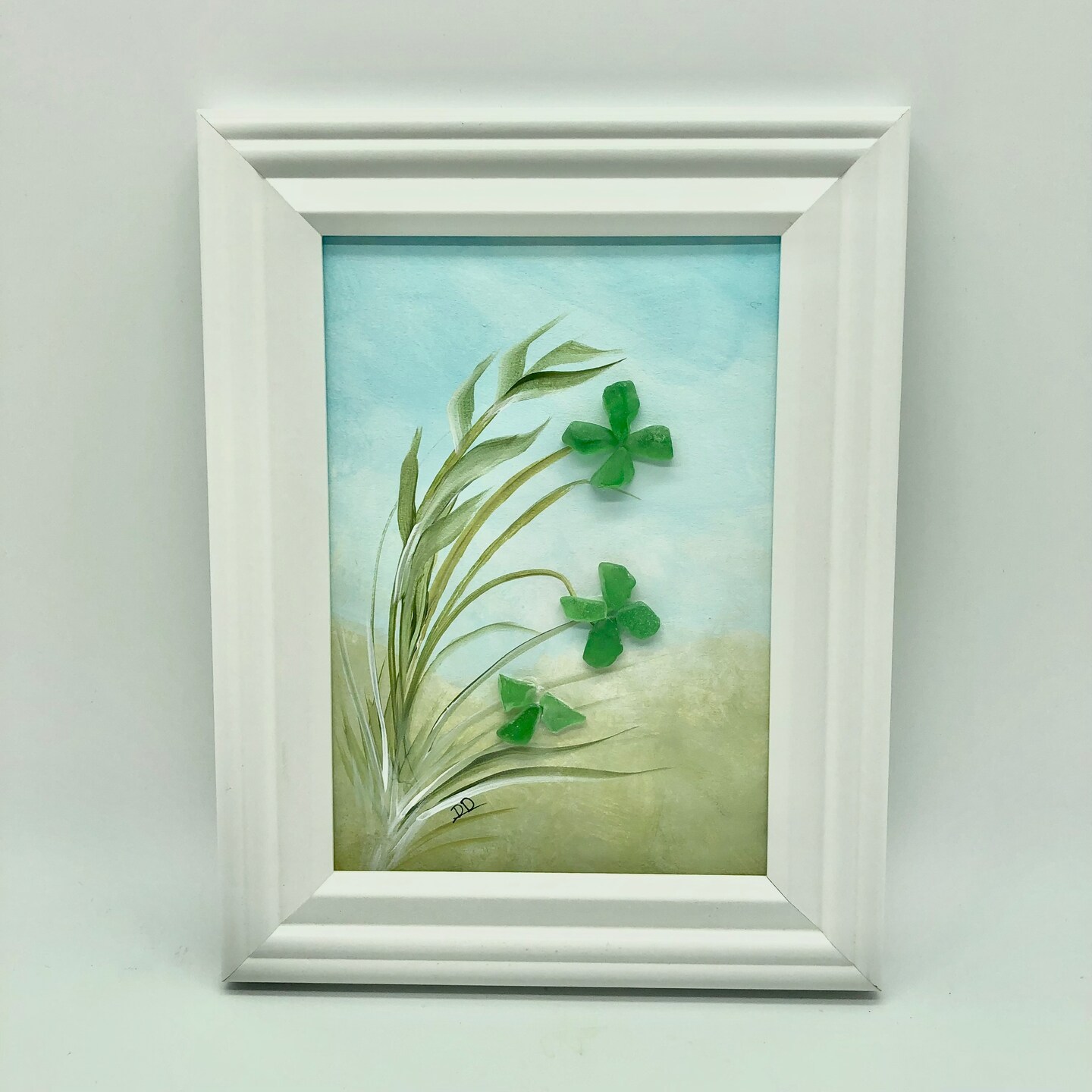 product name is Beach glass painting clover