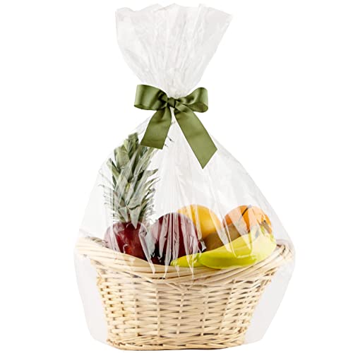Clear Basket Bags, 24in x 30in Large Clear Cellophane Wrap for Bridal Shower Baskets &#x26; Gifts Pack Of 18 Thickness 0.75 Mil