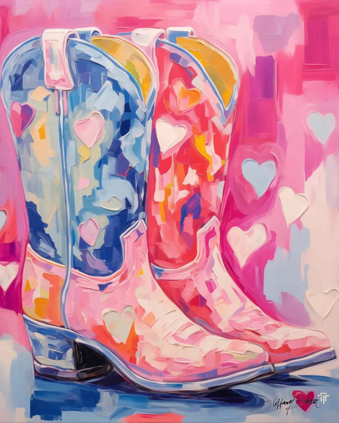 Red Cowgirl Boots Original Oil 2024 Painting