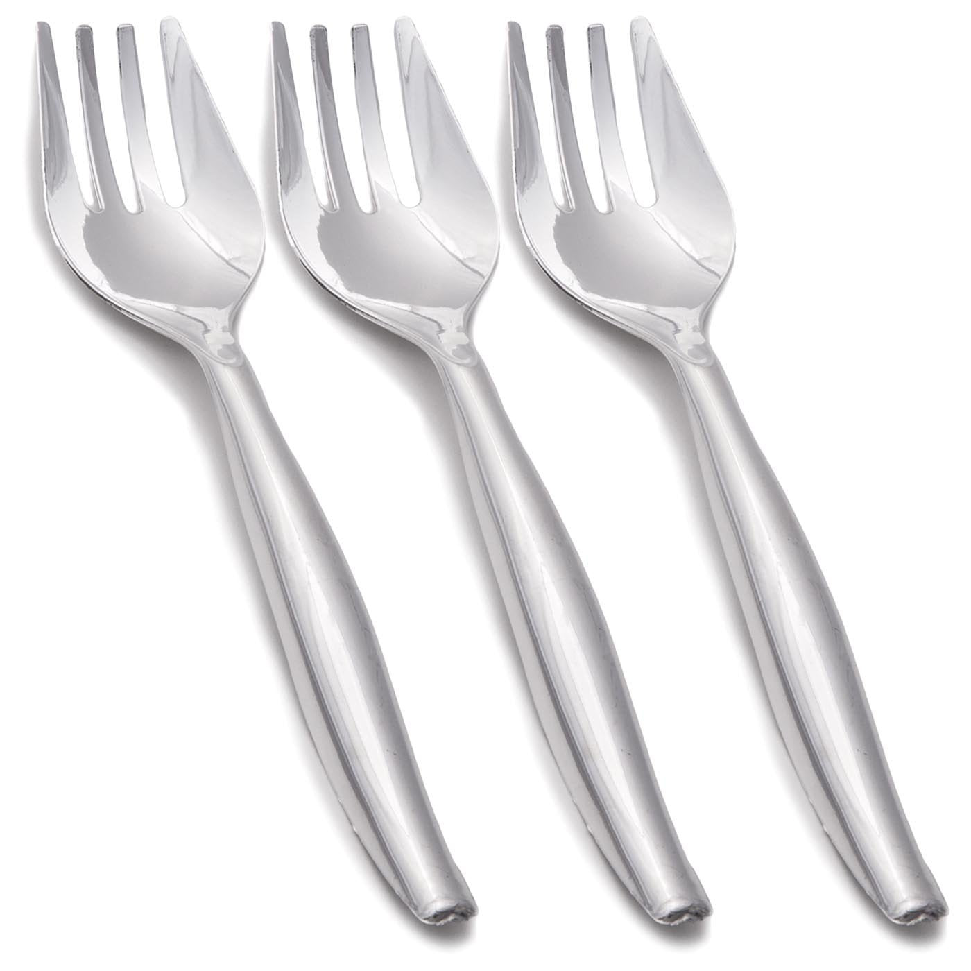 Silver Disposable Plastic Serving Forks (150 Forks)