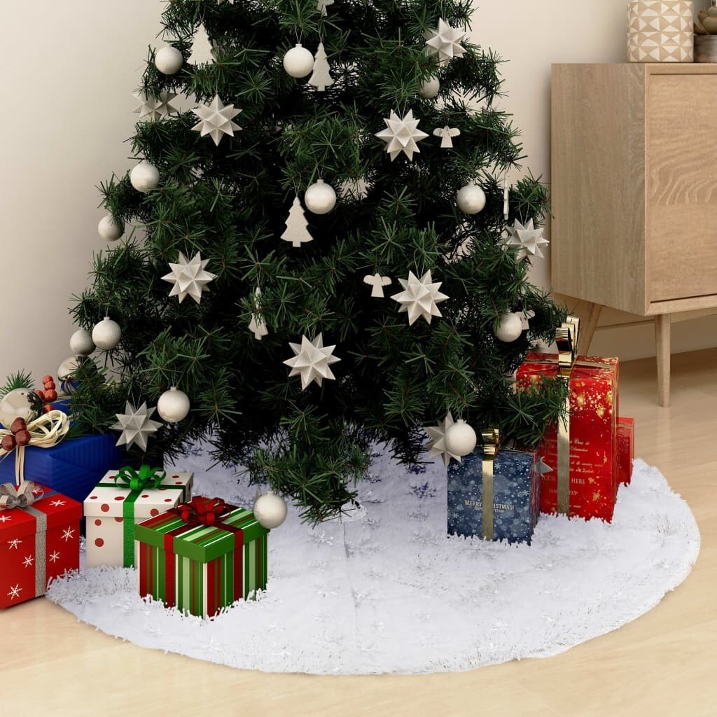 Luxury Christmas Tree Skirt White 48&#x22; Faux
