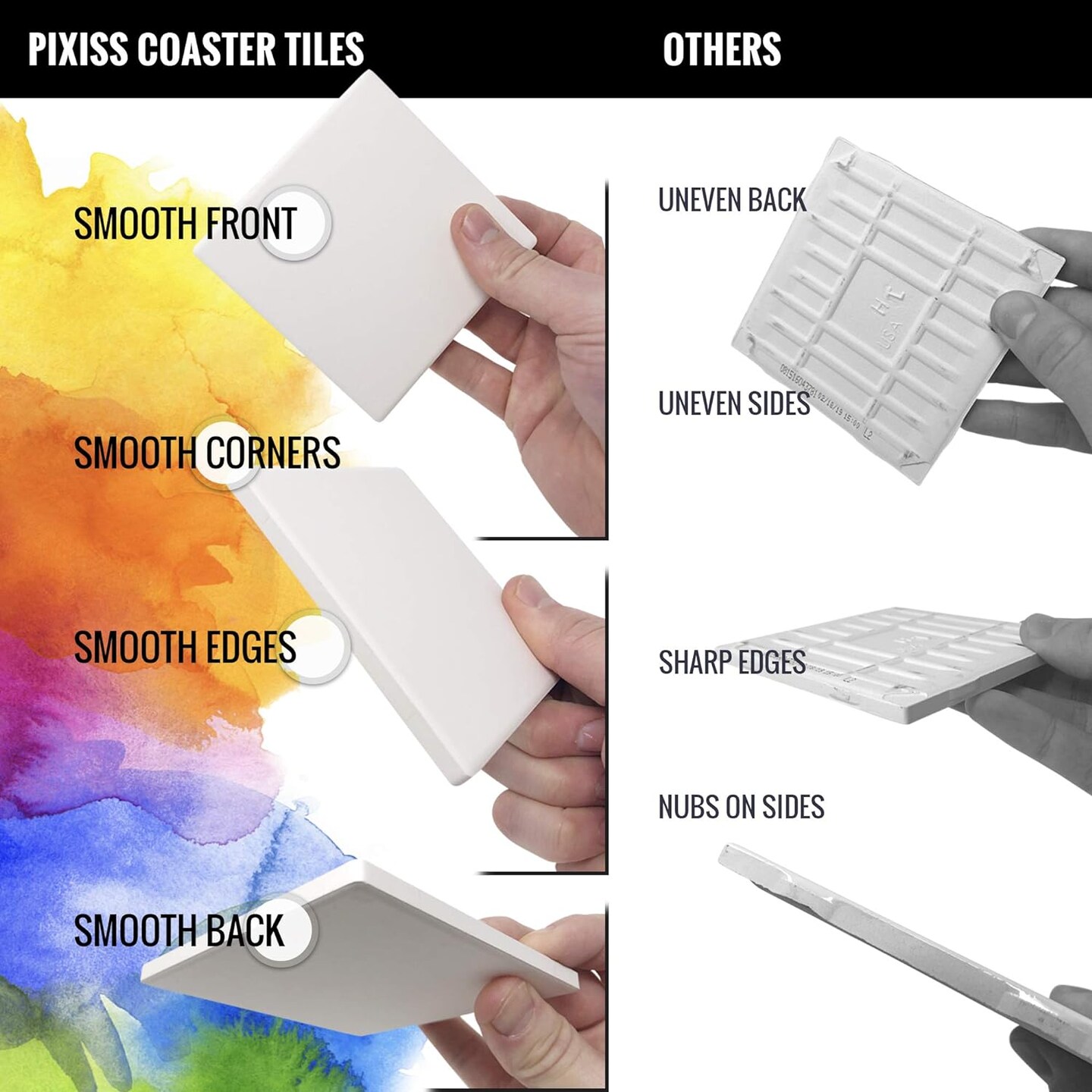 12 Blank Ceramic Tiles for Coasters and Mosaics - Hexagon Ceramic White Tiles (Unglazed) with Cork Backing Pads for Use With Alcohol Ink or Acrylic Pouring
