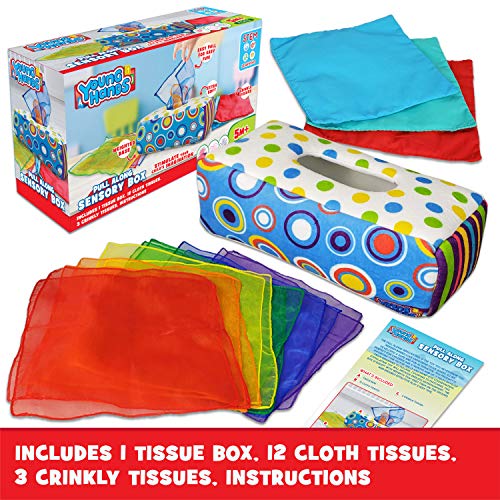 Sensory Pull Along Baby Tissue Box - Montessori Toy for Babies and Toddlers Tissue Box Learning Toys for 5 Months + STEM Educational Toys for Toddler Infant Babies (Large)