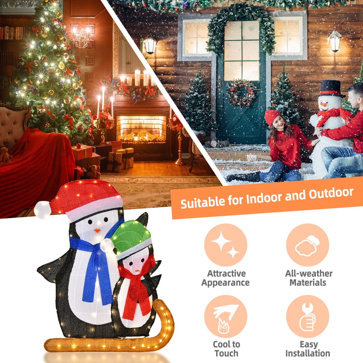 Lighted Standing Penguins Christmas Decoration