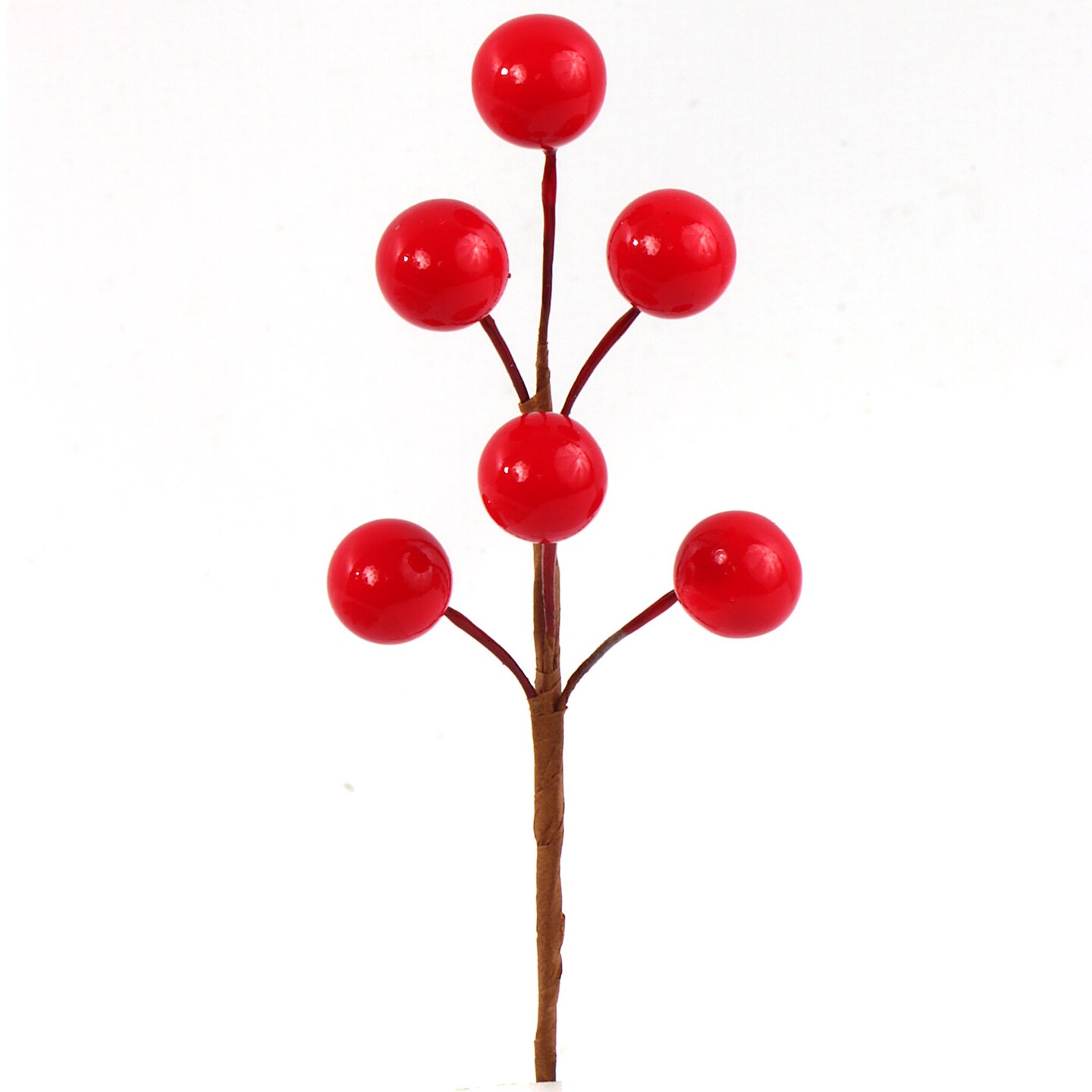 Red Mini Holly Berry Picks with Lifelike Berries, 10mm