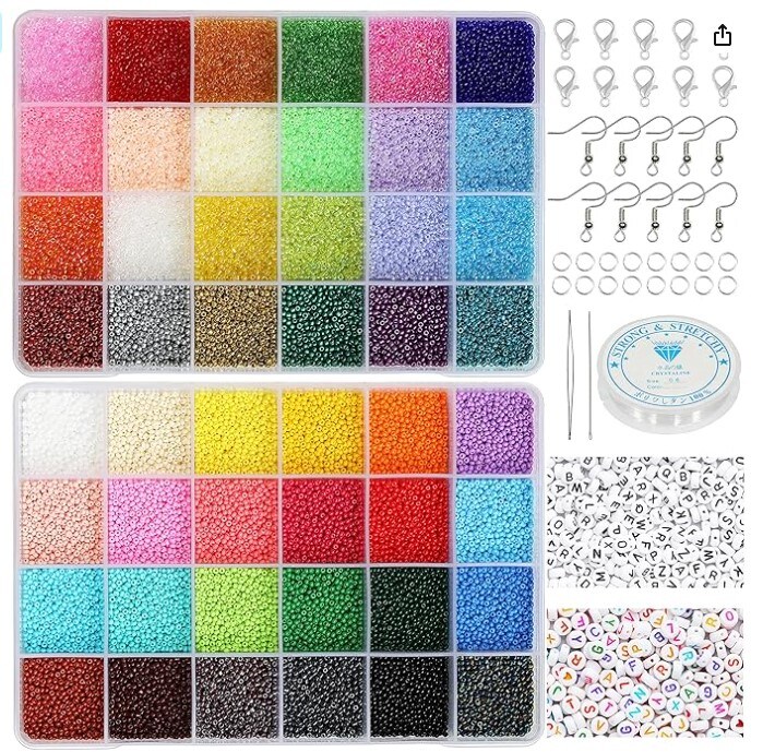 48000pcs Size 2mm Seed Beads for Jewelry Making, 12/0 Tiny Craft
