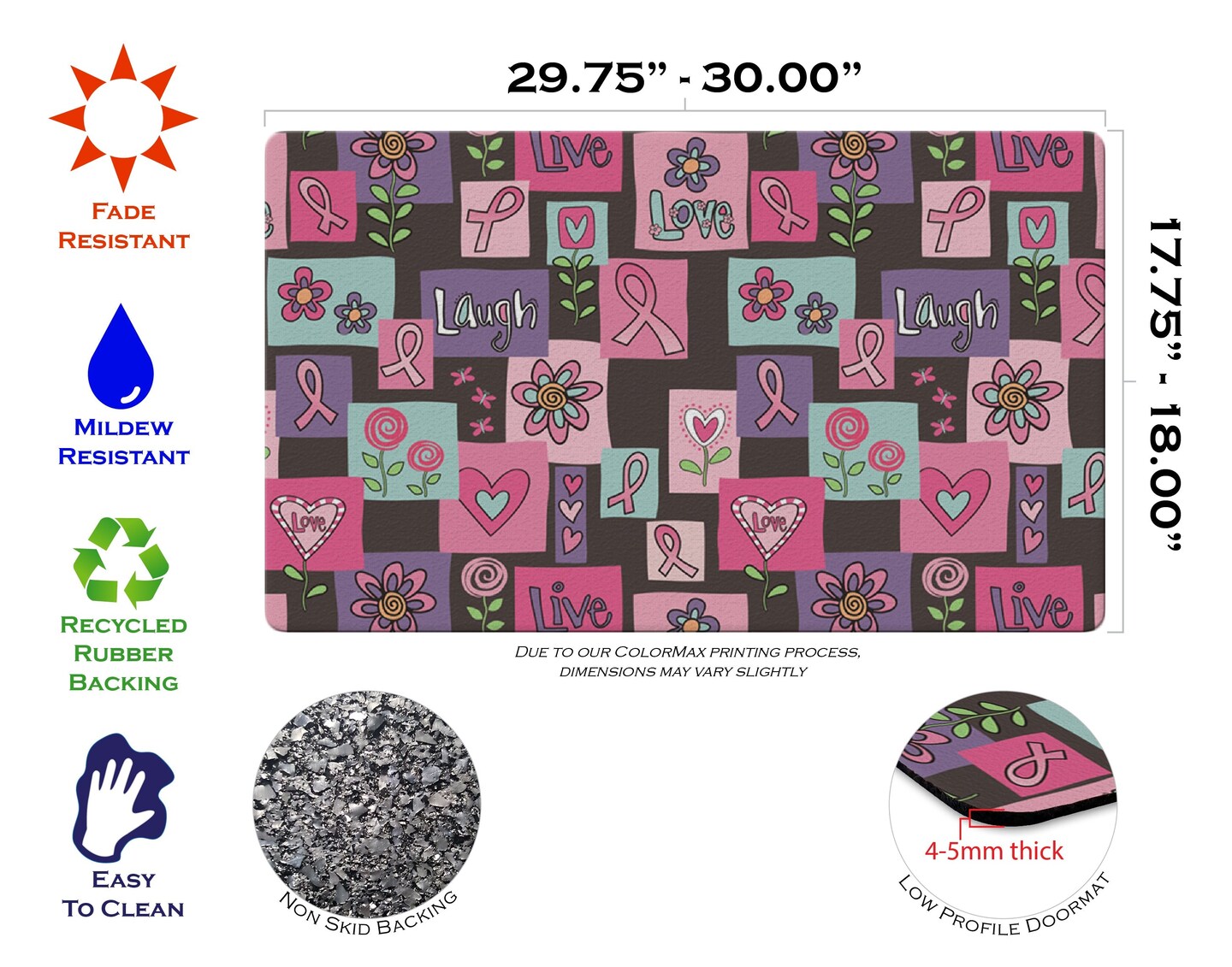 Live Love Laugh Forever Door Mat (18 x 30&#x22;)