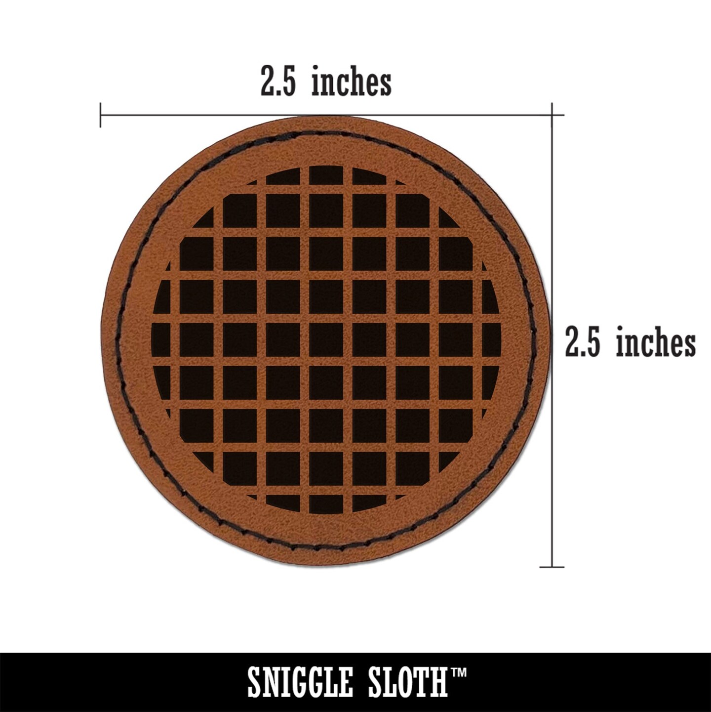 Geometric Mesh Circle Round Iron-On Engraved Faux Leather Patch Applique - 2.5&#x22;
