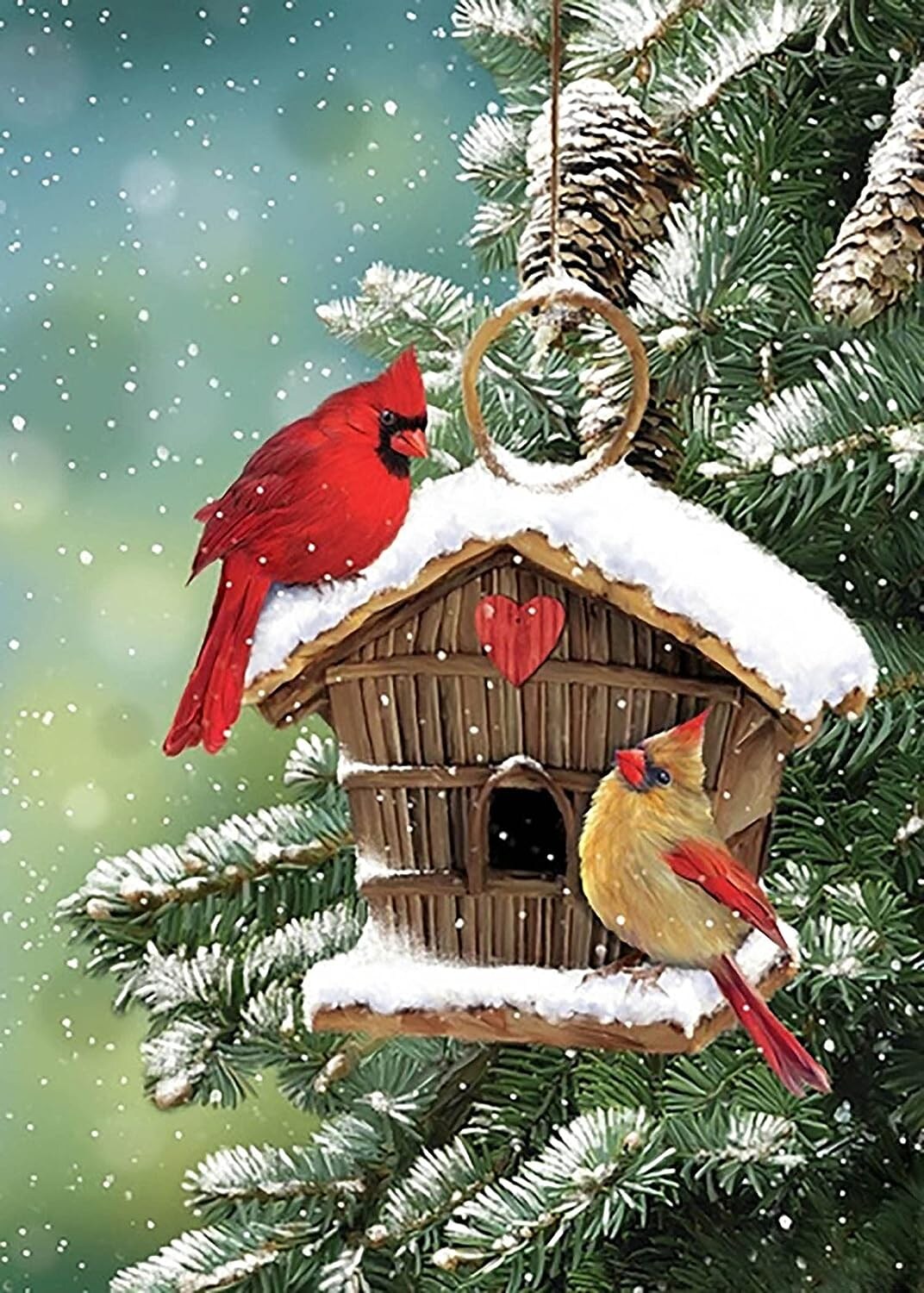 Christmas Diamond Art Painting Kits for Cardinals Winter Full Drill Dia