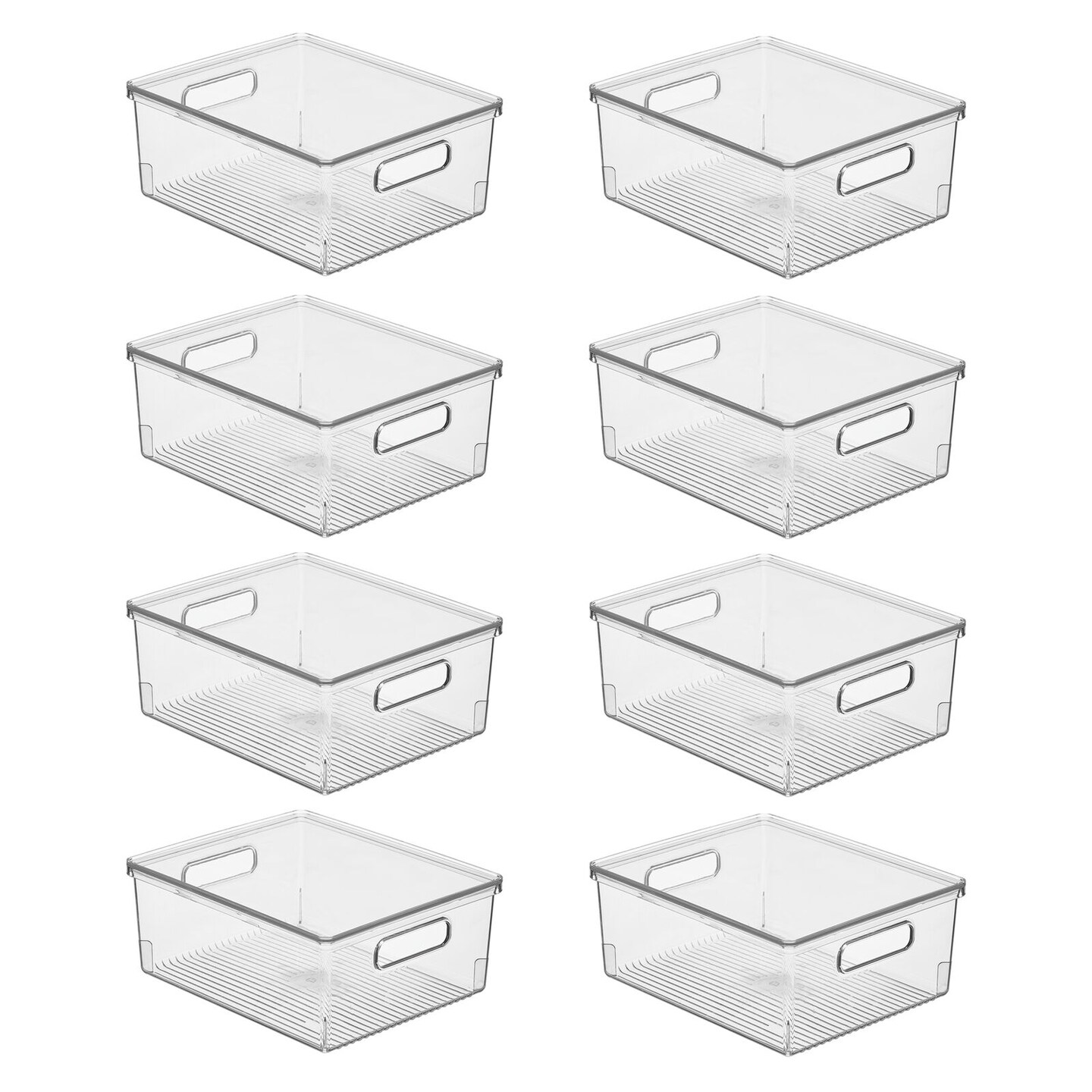 mDesign Plastic Storage Bin Box Container, Lid and Handles, 8 Pack