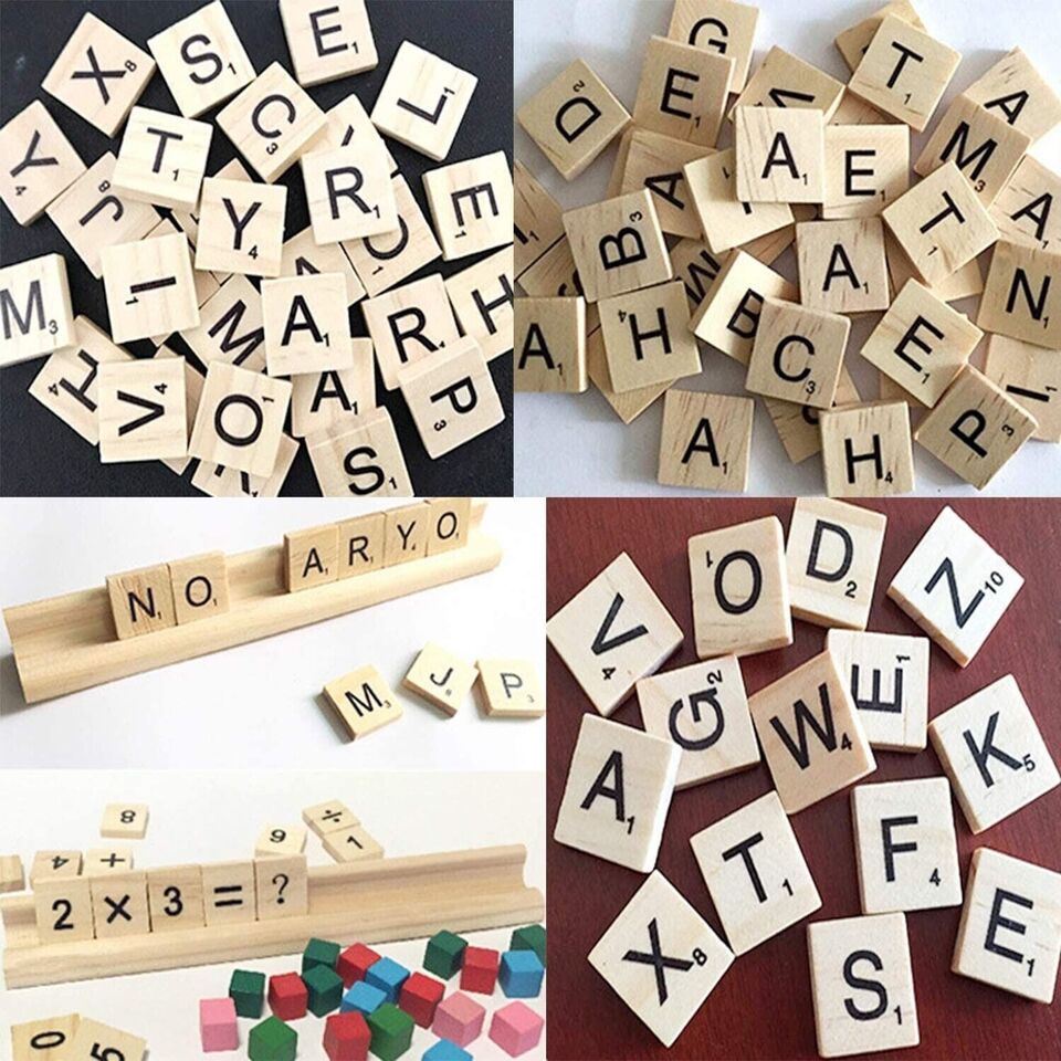 200 PCS Wood Scrabble Tiles Replacement Wooden Alphabet .