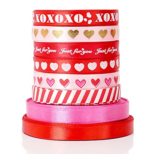 110yd Valentines Ribbon, Valentines Day Decor, Valentine Ribbon for Gift  Wrapping, Red Ribbon Valentines, Heart Ribbons Craft Satin Valentines Day  Gifts DIY Crafts -3/8IN*110YD