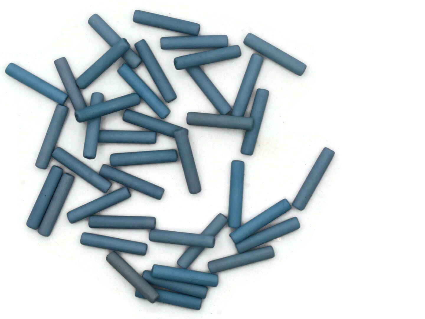 40 21mm Sky Blue Vintage Plastic Tube Beads