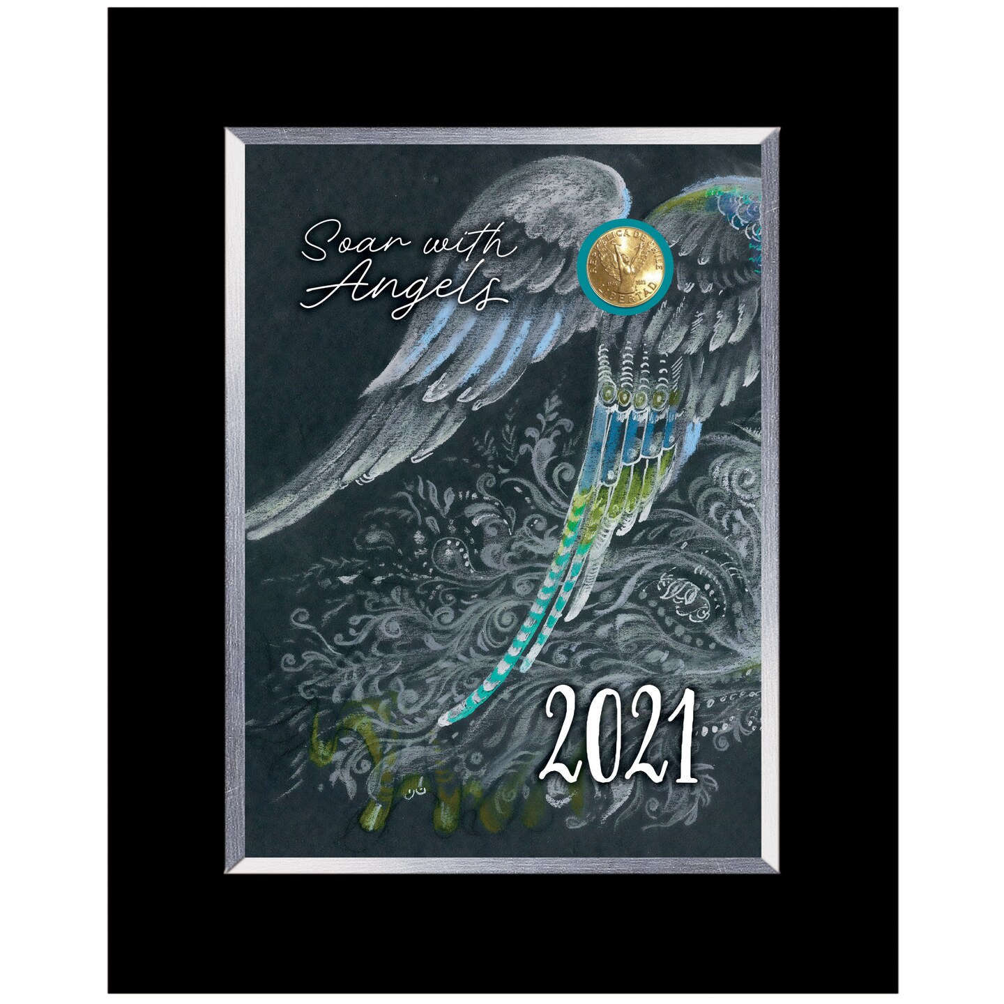 Soar With Angels Coin D&#xE9;cor Black Frame with Easel