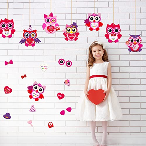chiazllta 30 PCS Valentine&#x27;s Day Craft Kits DIY Owl Craft for Kids Valentine&#x27;s Heart Craft Make Your Own Owl Bulk Set for Home Classroom Game Activities