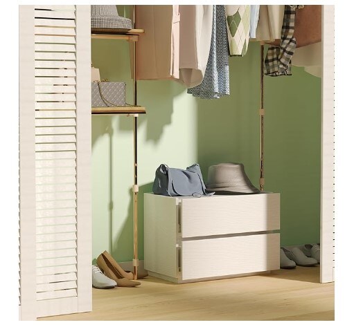 Sturdy Two-Drawer Dresser with Multiple Uses for Bedrooms, Entryway Storage Cabinet, Nightstand Sofa Beside Table, Drawer Chest, 23.6 in., White Oak