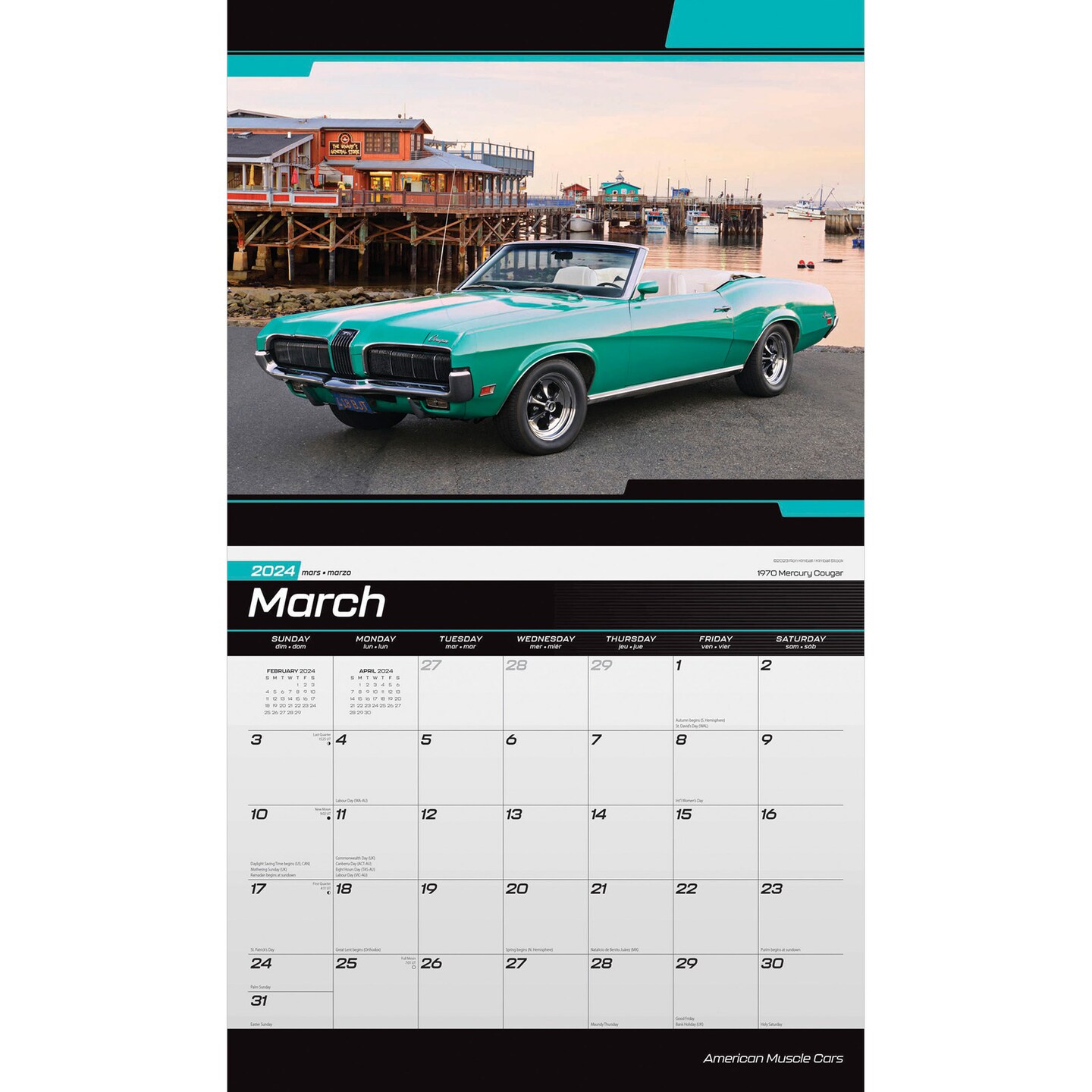 American Muscle Cars OFFICIAL | 2024 14 x 24 Inch Monthly Deluxe Wall Calendar | Sticker Sheet | StarGifts | USA Motor Ford Chevrolet Chrysler Oldsmobile Pontiac