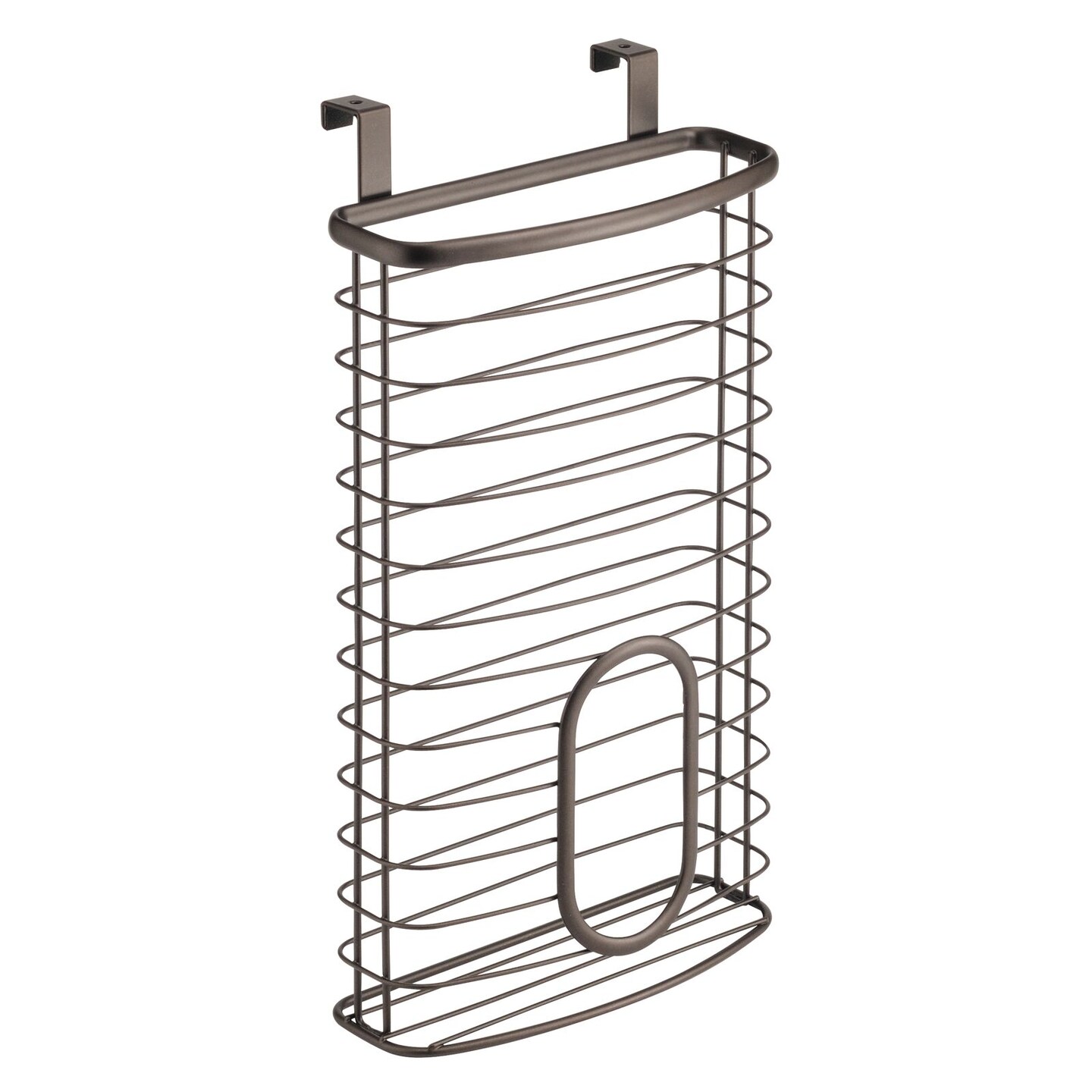 mDesign Metal Over Cabinet Kitchen Storage Basket, Holds 50 Plastic Bags