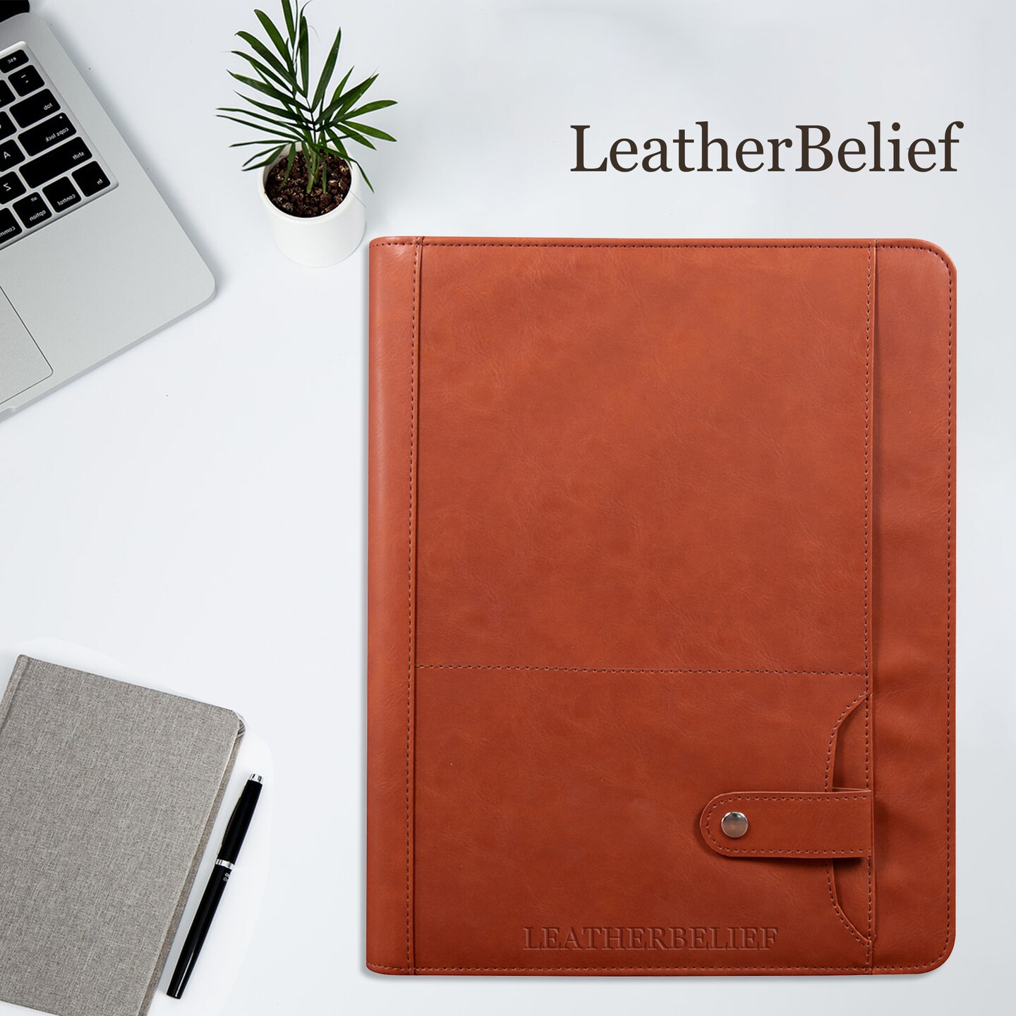 Portefeuille Carnet En Cuir Véritable Format B5 - Pour Documents, École, Bureau - Marron - 11