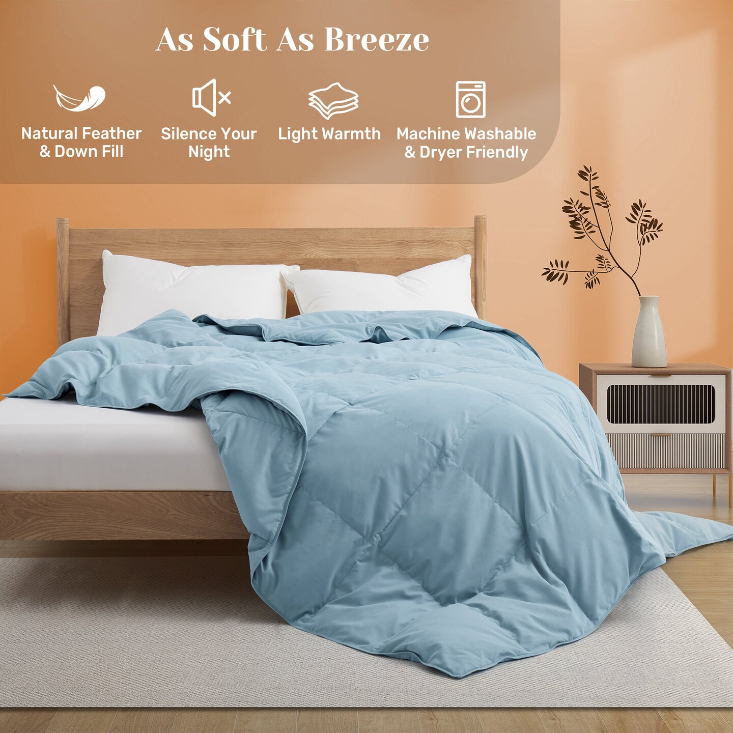 Puredown White Goose Down Duvet Insert Lightweight Comforter Twin Full King