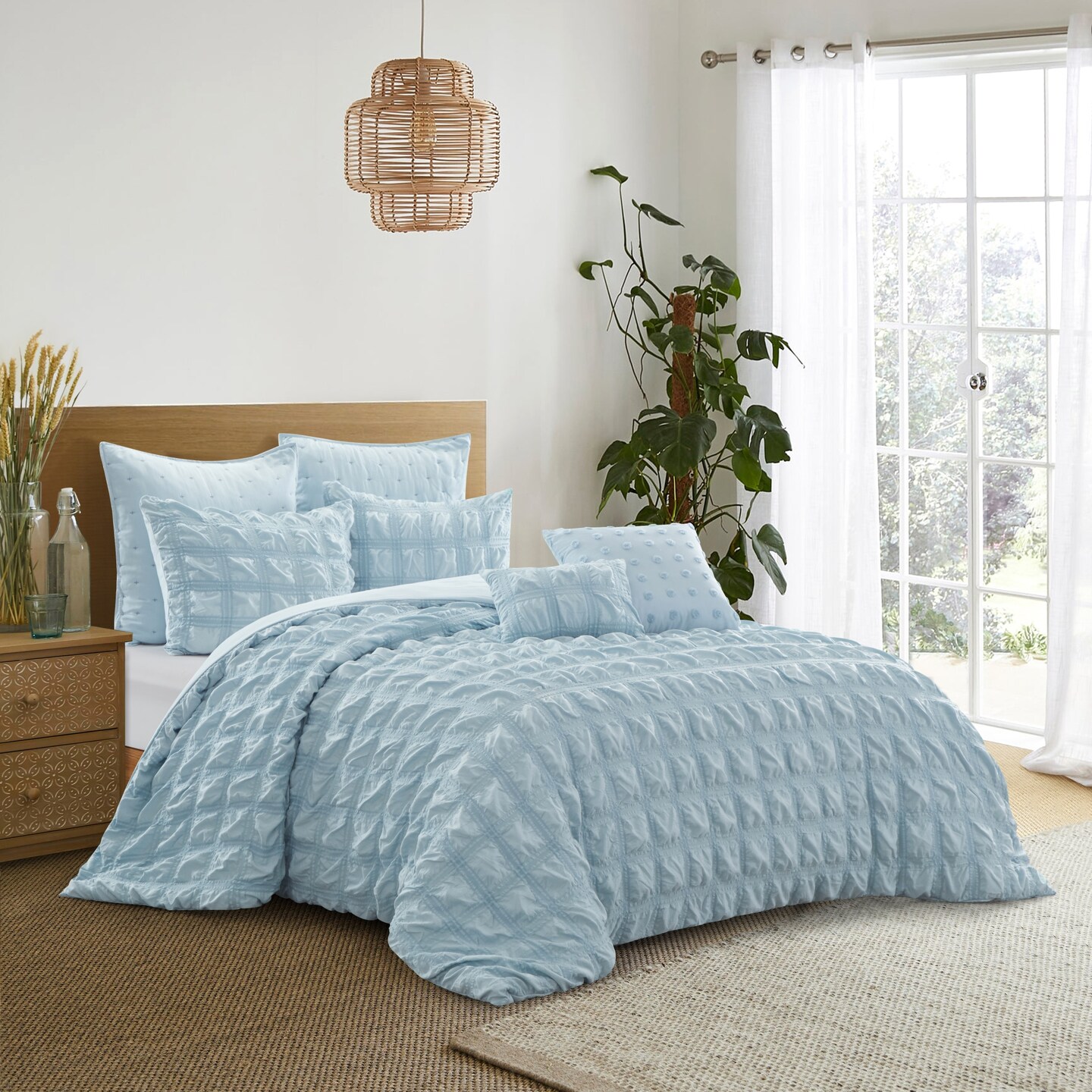 Emsley Duvet Set With Pillow Sham, Euro Sham, Decorative Pillows and Duvet Cover