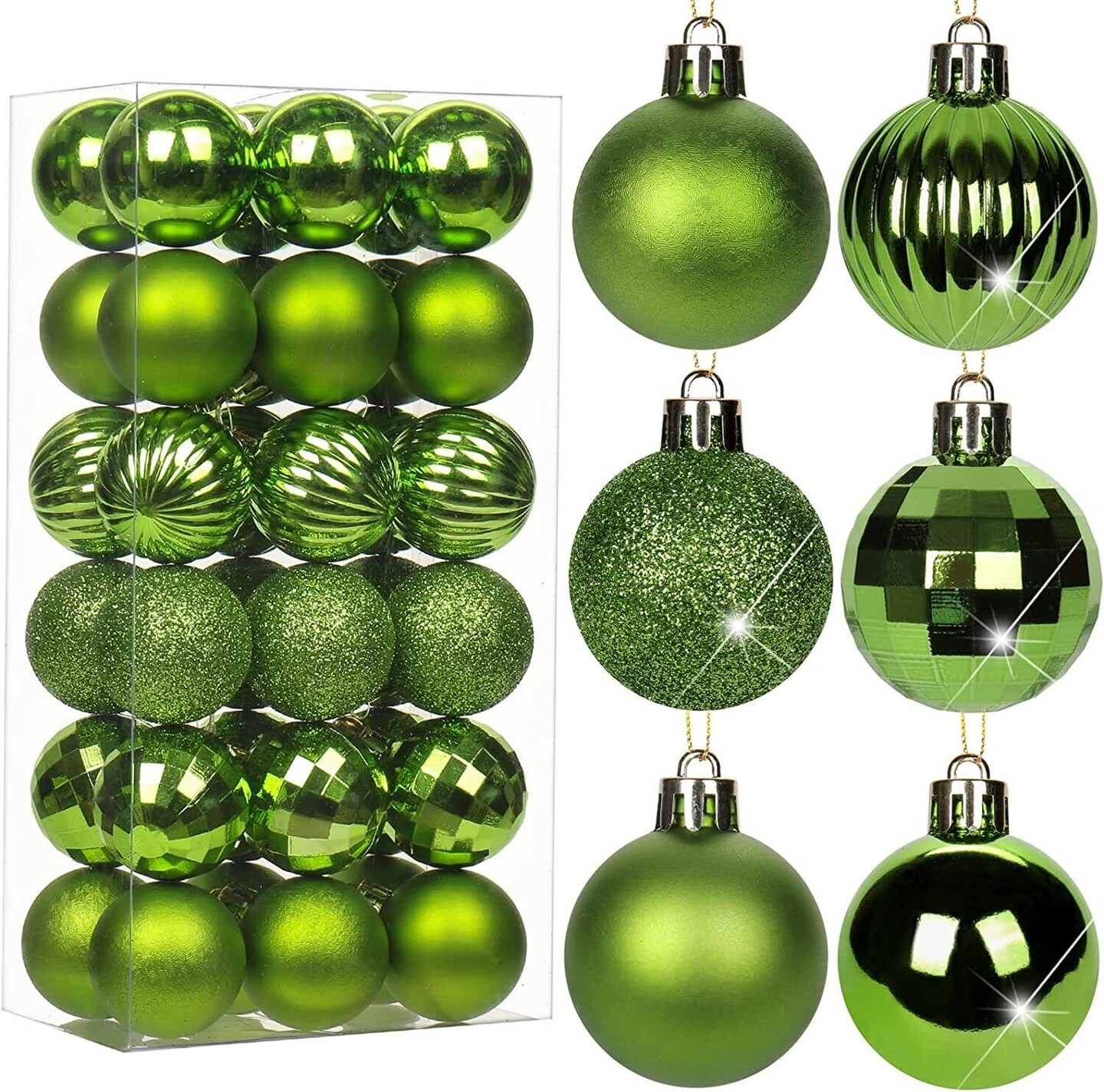 1.6in 36-Piece Shatterproof Christmas Balls - Xmas Tree Ornaments
