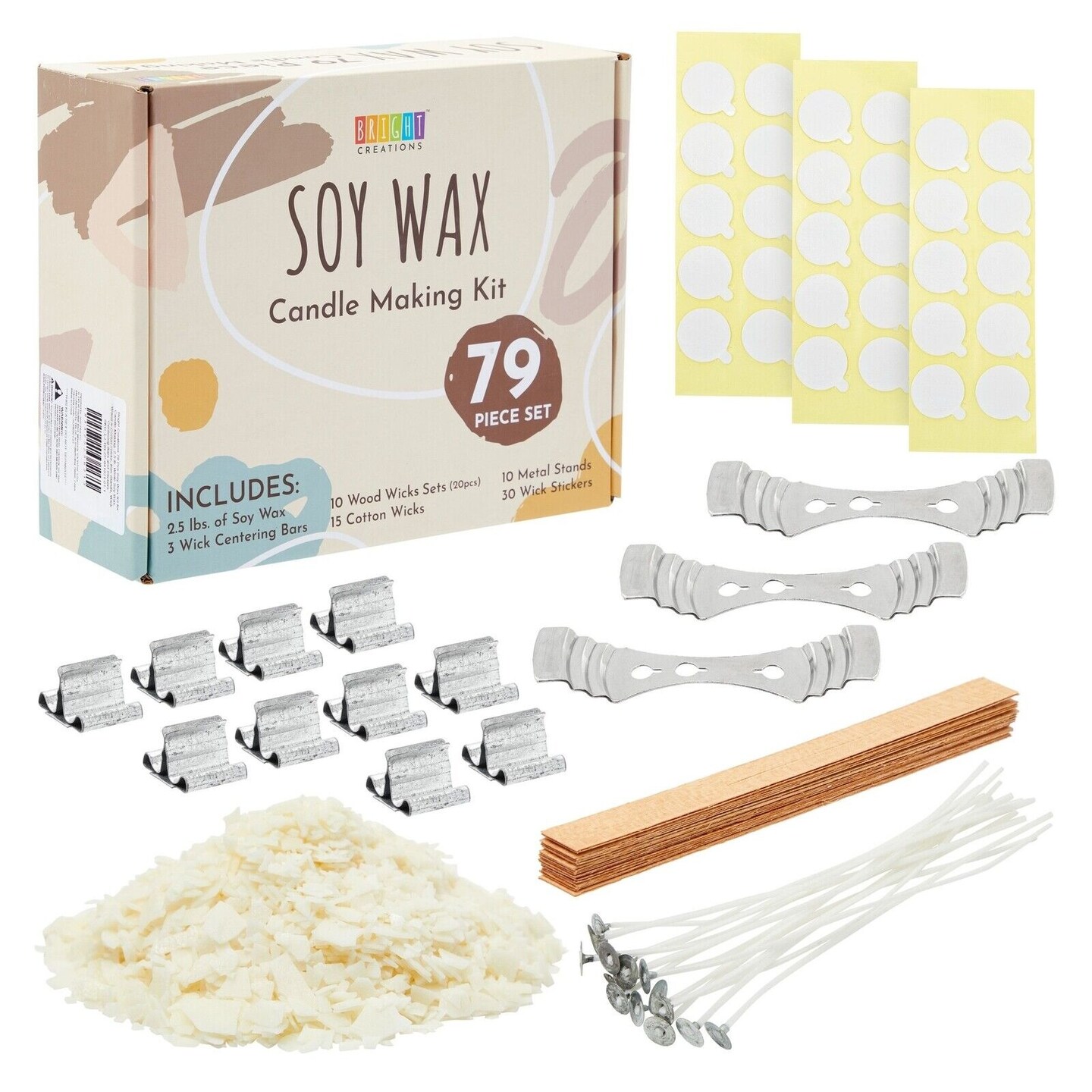Soy Candle Making Kit with Stands, Bars, Stickers, and Wicks