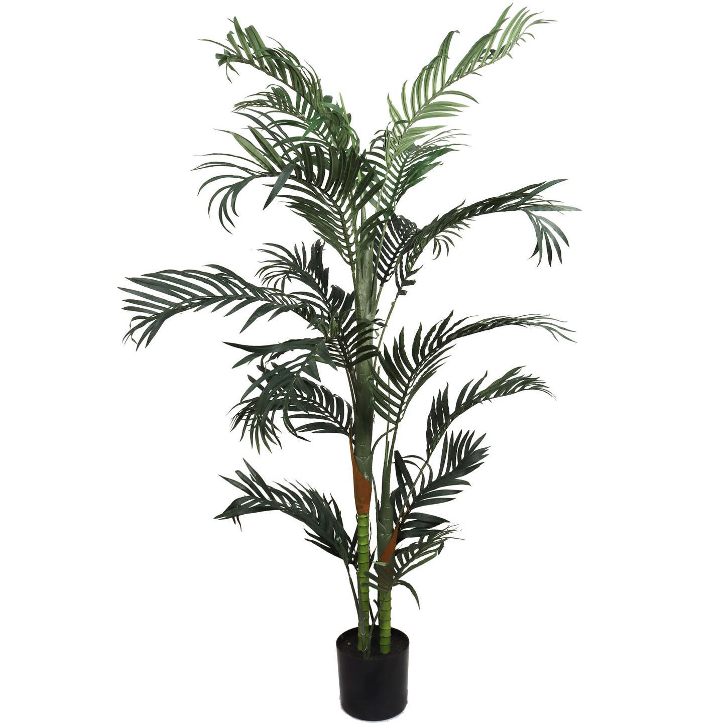 6ft Areca Palm Tree in Black Pot with 16 Realistic Silk Leaves by Floral Home&#xAE;
