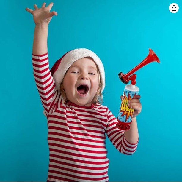 Mini Air Horn Pump, Set of 3, 10&#x22; Noisemakers for Sporting Events, Parties, and Celebrations, as well as Fun Birthday Party Favors and Goodie Bag Fillers for Kids and Adults