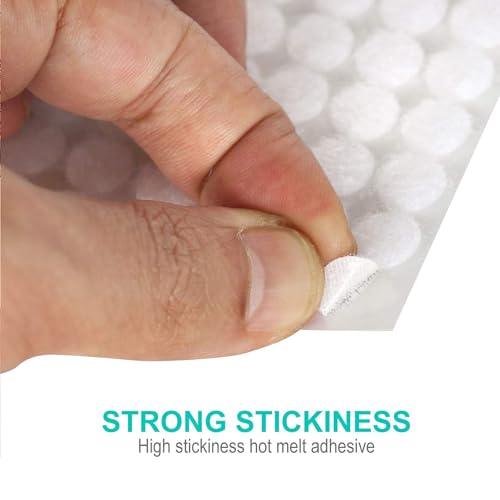 1050 Pieces (525 Pairs) Strong Adhesive 0.39 inch Diameter Sticky Back Hook Nylon, Loop Dots with Waterproof Sticky Glue Tapes, Suitable for Classroom, Office, Home