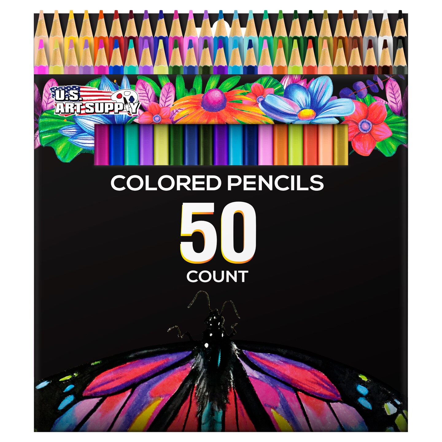 U.S. Art Supply 50 Piece Adult Coloring Book Artist Grade Colored